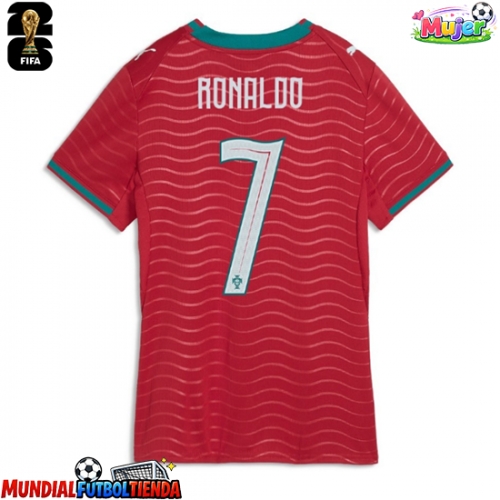 Camiseta Portugal Cristiano Ronaldo #7 Primera Equipación Replica Mundial 2026 para mujer mangas cortas